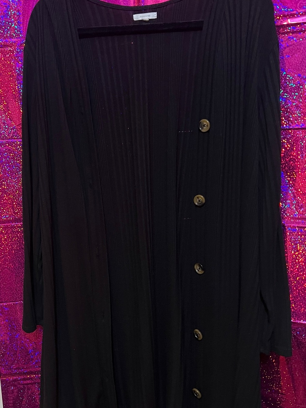 Maurices Black Ribbed Button-Front Cardigan